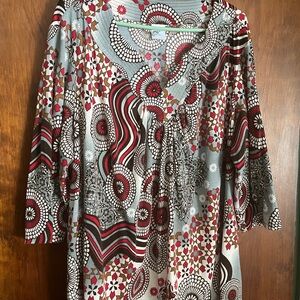 Just My Size Red and Black Patterned Blouse